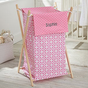 Personalized Collapsible Baby Laundry Hamper - Pink