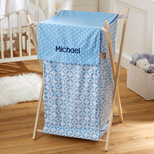 Personalized Collapsible Baby Laundry Hamper - Blue