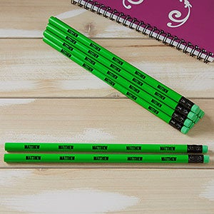 Personalized Pencils - Neon Green - Set of 12