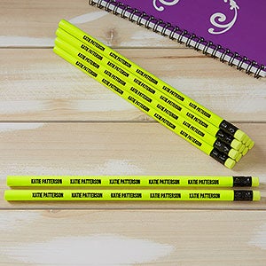 Personalized Pencils - Neon Yellow - Set of 12