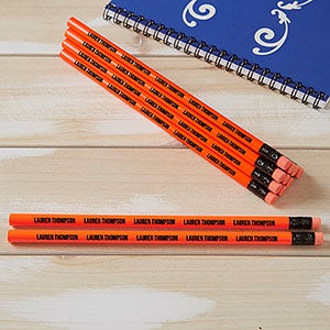 Personalized Pencils - Neon Orange - Set of 12