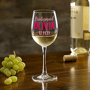 My Bridal Party Personalized Wedding White Wine Glass