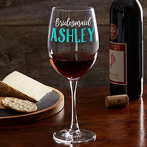 My Bridal Party Personalized Wedding Red Wine Glass