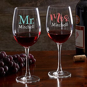 Wedding & Engagement Personalized Red Wine Glass