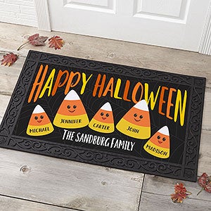 Candy Corn Family 20x35 Personalized Halloween Doormat