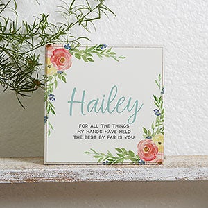 Floral Baby Nursery Decor Personalized Shelf Block