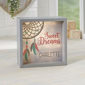 Boho Dreamcatcher Personalized LED Grey 6x6 Shadow Box