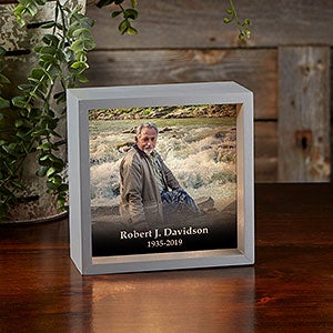 Photo Memorial Personalized 6x6 Grey LED Shadow Box