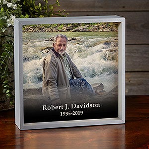 Photo Memorial Personalized 10x10 Grey LED Shadow Box