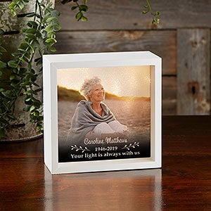 Photo Memorial Personalized 6x6 Ivory LED Shadow Box