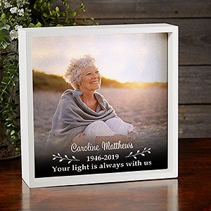 Photo Memorial Personalized 10x10 Ivory LED Shadow Box