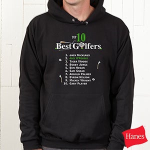 Personalized Top Ten Golfers Black Hooded Sweatshirt