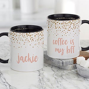 Sparkling Name Personalized Black Coffee Mug