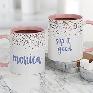 Sparkling Name Personalized Pink Coffee Mug