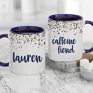 Sparkling Name Personalized Blue Coffee Mug