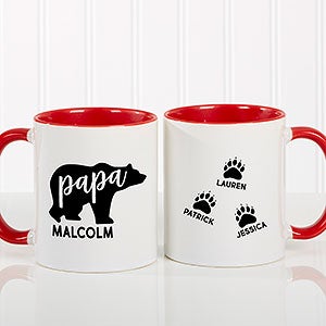 Papa Bear Personalized Red Coffee Mug