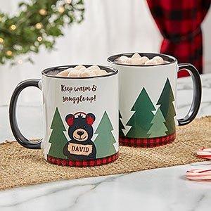 Holiday Bear Personalized Black Christmas Mug