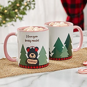 Holiday Bear Personalized Pink Christmas Mug