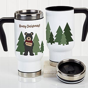 Personalized Travel Mug - Holiday Bear Family