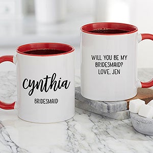 Scripty Style Bridesmaid Personalized Coffee Mug - Red