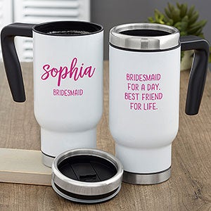 Scripty Style Personalized Bridesmaid Travel Mugs