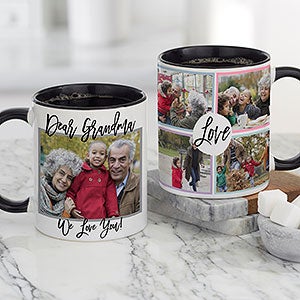 Love Photo Collage Personalized Black Coffee Mug For Her