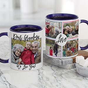 Love Photo Collage Personalized Blue Coffee Mug For Her