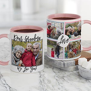 Love Photo Collage Personalized Pink Coffee Mug For Her