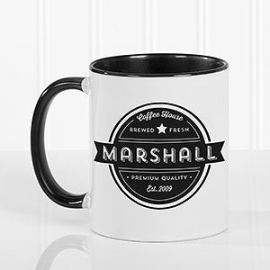 Coffee House Personalized Black Coffee Mug