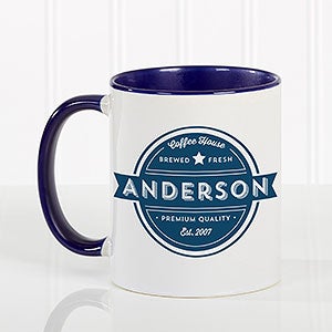 Coffee House Personalized Blue Coffee Mug