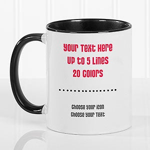 Your Text Here Personalized Black Coffee Mug - Set of 6