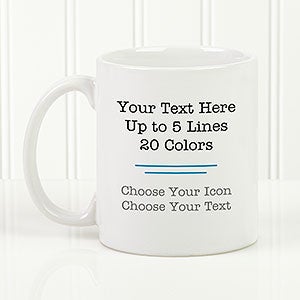 Your Text Here Personalized White Coffee Mug - Set of 6