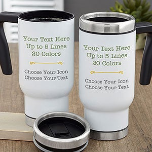 Your Text Here Personalized Commuter Travel Mugs - Set of 6