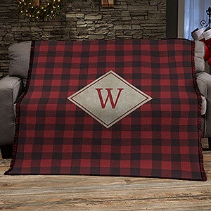 Cozy Cabin Personalized Buffalo Check Woven Throw