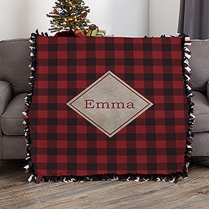 Cozy Cabin Personalized Buffalo Check 50x60 Tie Blanket