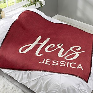 His or Hers Personalized 56x60 Woven Throw Blanket