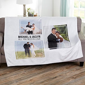 Wedding 3 Photo Collage 50x60 Fleece Blanket