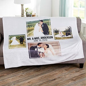 Wedding 4 Photo Collage 60x80 Fleece Blanket