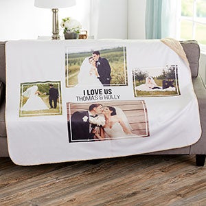 Wedding 4 Photo Collage 60x80 Sherpa Blanket