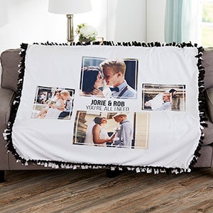 Wedding 4 Photo Collage 50x60 DIY Tie Blanket