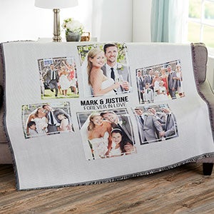 Wedding 6 Photo Collage 56x60 Woven Throw Blanket