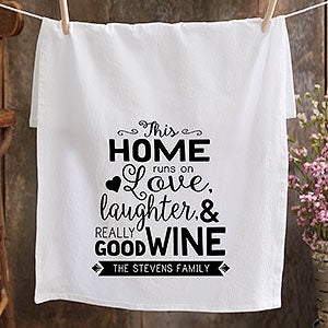 Home Runs On Wine Personalized Bar Towel