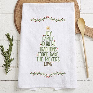 Personalized Christmas Words on Tree Hand Towel