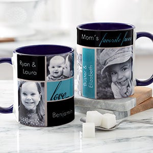 Mom's Favorite Faces 11oz Blue Photo Coffee Mug