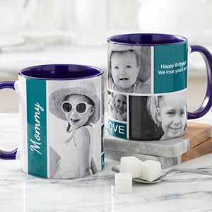 Photo Collage Coffee Mug For Her - 11 oz Blue