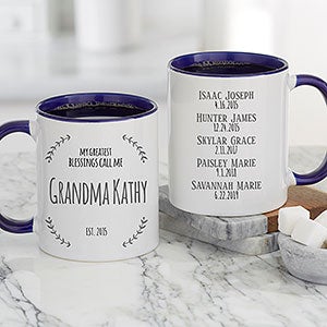 My Greatest Blessings Call Me Personalized Blue Coffee Mug