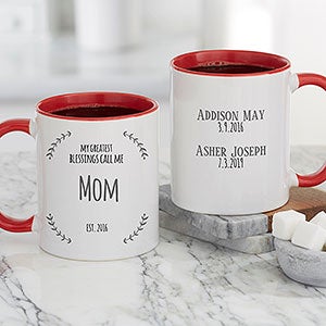 My Greatest Blessings Call Me Personalized Red Coffee Mug