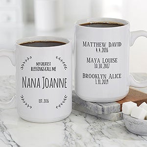 My Greatest Blessings Call Me Personalized Large Coffee Mug