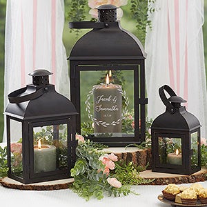 Personalized Wedding Decor - Engraved 3 Piece Lantern Set