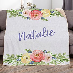 Floral Personalized 50x60 Sherpa Blanket